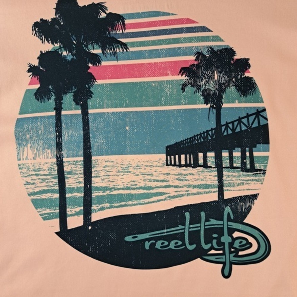 Reel Life Fishing Sun Shirt Mens Medium Peach - Picture 7 of 7
